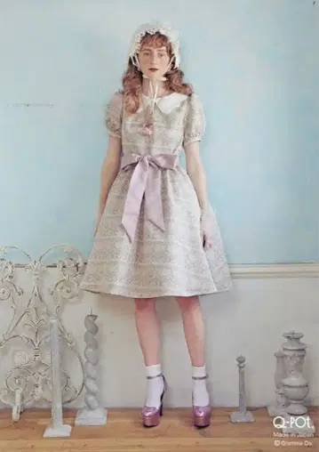 Q-pot 스완 레이크 원피스 핑크 퍼프 슬리브