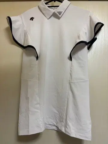 여성용 골프 셔츠 L 화이트 프릴 소매