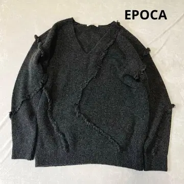 EPOCA 정가 5.3만 프린지 니트 V넥 울 40 루즈핏