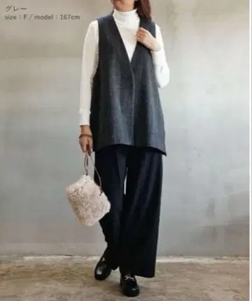 미즈이로 인드 딥 V넥 와이드 베스트 mizuiro ind