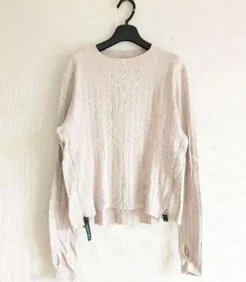 Americana 사이드 지퍼 리브 니트 풀오버 더스티 핑크