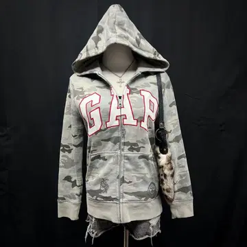 헤이세이 갸루 y2k GAP 집업 후디 로고 카모플라쥬 후드티 레어