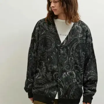 JUNRED 자카드 페이즐리 루즈 가디건