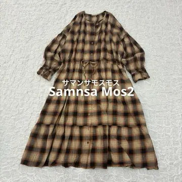 새상품급 SM2 체크 무늬 긴팔 셔츠 원피스 티어드 미 실루엣