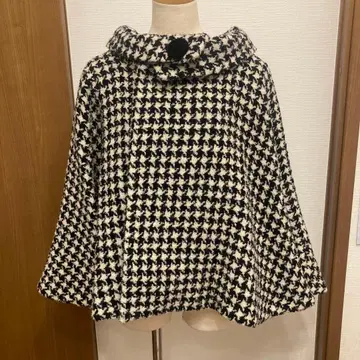 [ 새상품급 ] 일본 의류용 하운드투스 패턴 케이프 코트