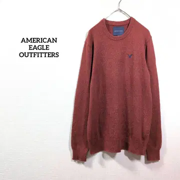 아메리칸 이글 니트 스웨터 무지 니트 보르도 남성용