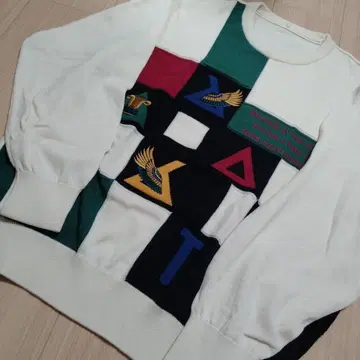 패치워크 니트 스웨터 긴팔