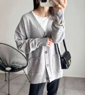 [ and Me ] 나가소네 V넥 가디건