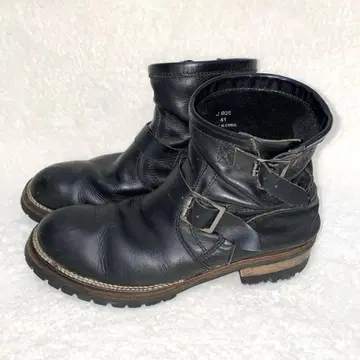 잭 로즈 크림슨 엔지니어 가죽 부츠 블랙 2 스트랩 y2k