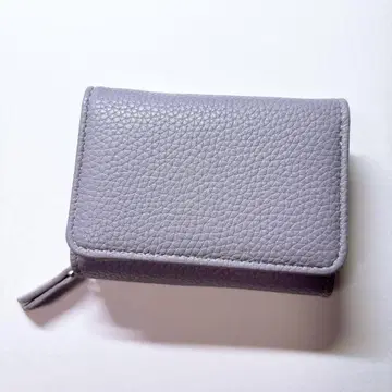 그레이 3단 폴더형 지갑 지퍼 포함