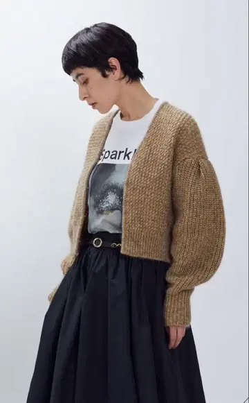 프리미어 아롱디스망 라메 모헤어 리리얀 볼레로 가디건 2025년 겨울