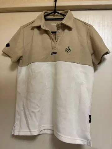 피케 셔츠 M 사이즈 베이지/화이트