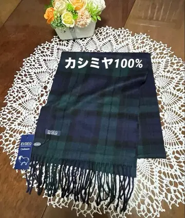 EVSEG 캐시미어 100% 머플러 체크 무늬 새상품