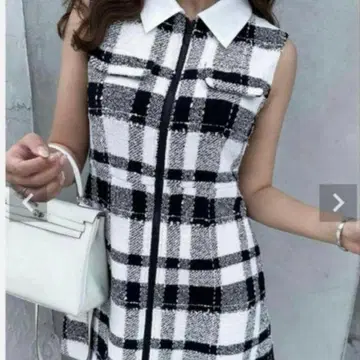 [택 포함 미사용] sheller 셰리에 프론트 지퍼 트위드 드레스