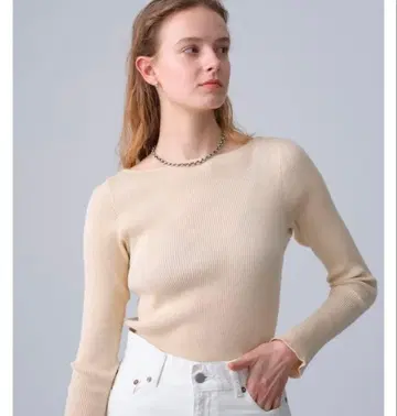 AURALEE RonHerman 별주 기가 리브 보트 넥 풀오버