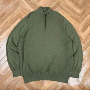 엘엘빈 하프 지퍼 스웨터 캐시미어 혼방 코튼 니트 그린