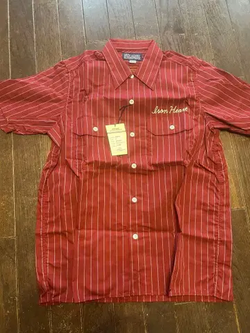 Iron Heart IHSH-57 반팔 셔츠 M 버건디