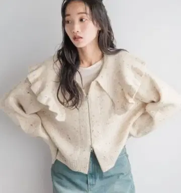 LOWRYS FARM 프릴 BIG 칼라 가디건