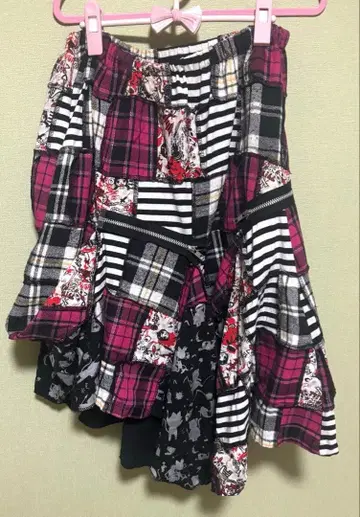 HANGRY & ANGRY 패치워크 플레어 스커트 [ 변형 가능! ]