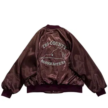 80s 90s USA HARTWELL 나일론 바시티 자켓 크림슨 그레이