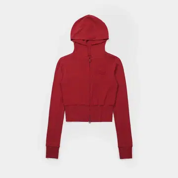 Badblood 빨간색 후드 부착 크롭 후드티