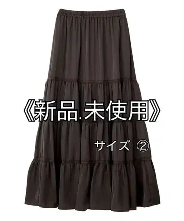 COCODEAL 레이스 절개 티어드 새틴 스커트