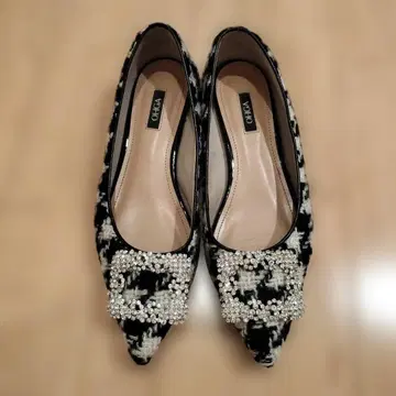 OHGA 스틸레토 플랫슈즈 트위드 24