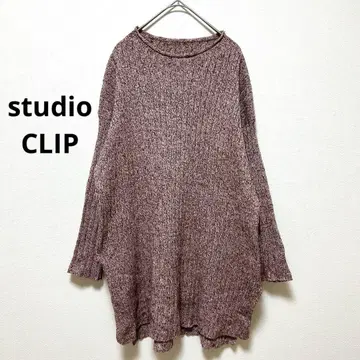 스튜디오 클립 리브 멀티 컬러 니트 원피스 긴팔 루즈핏