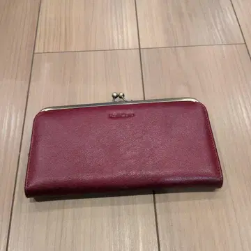 가마구치 가죽 장지갑 와인 레드