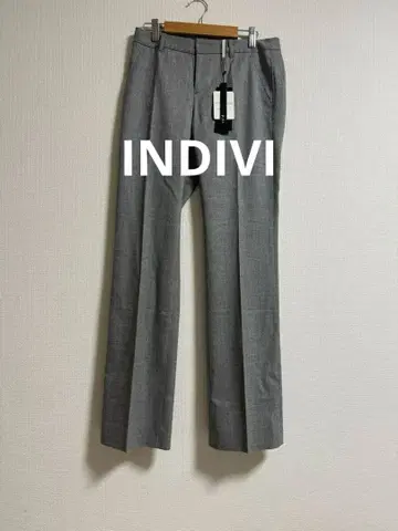 택 포함 새상품 INDIVI 센터 프레스 슬랙스 라이트 그레이