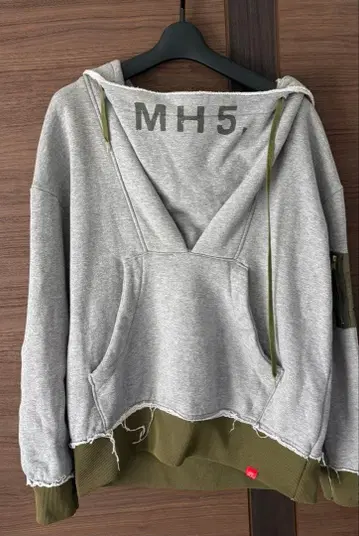 MH5 V넥 후드티 그레이/올리브