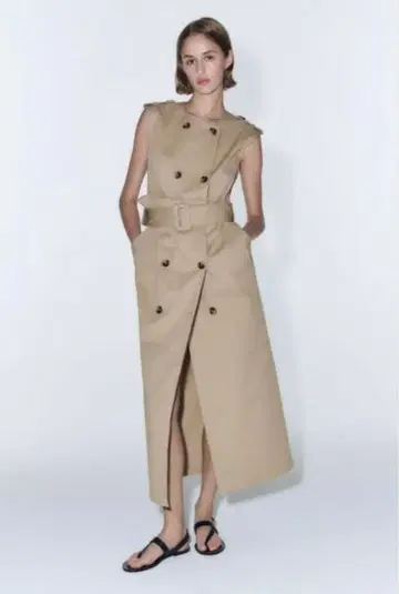 [ 새상품 ] ZARA 개버딘 원피스 벨트 포함