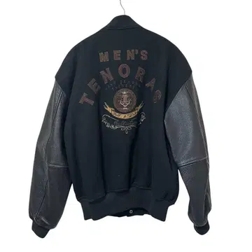 N-478 TENORAS 티노라스 백 자수 소매 가죽 바시티 자켓 F