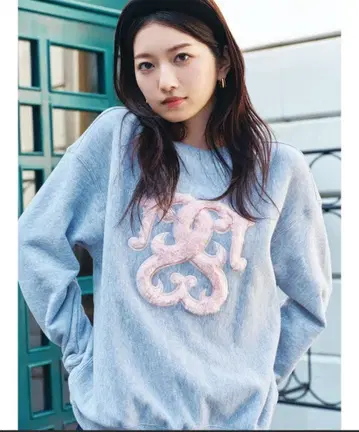 snidel 보아 로고 맨투맨 라이트 그레이