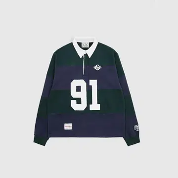 Badblood 다크 그린 네이비 스트라이프 피케 셔츠 91