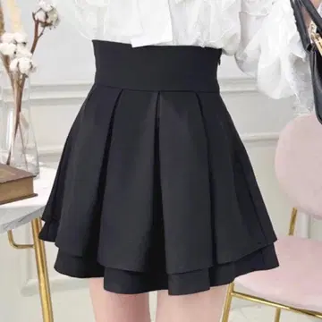 새상품, 미사용 택 포함 아프레 주르 하이웨스트 플레어 치마바지 블랙