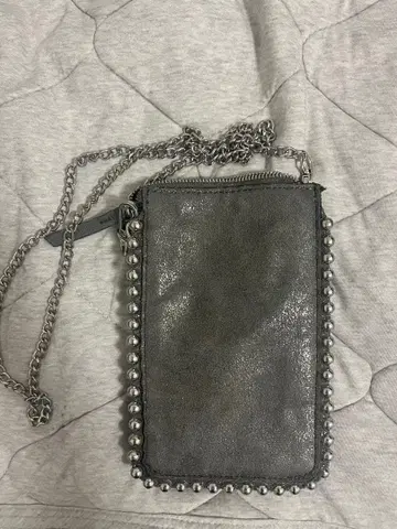 그레이 스웨이드풍 숄더백 ZARA 자라 실버 라메 미니백