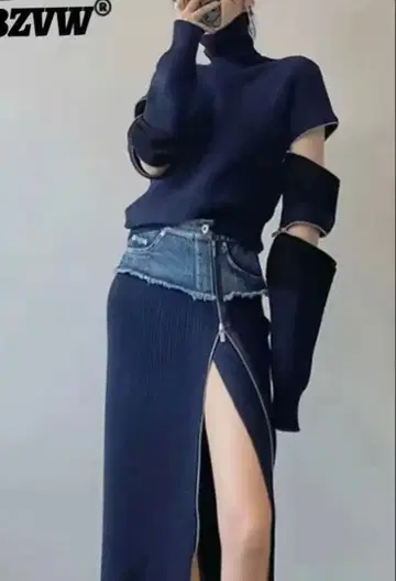 네이비 니트 스웨터 세트