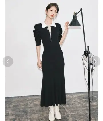 LILY BROWN 컬러 리브 니트 원피스