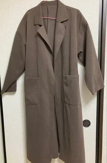 브라운 롱 코트 허리 벨트 포함