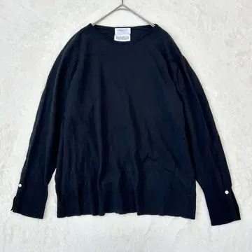 오파크 클립 오가닉 코튼 니트 풀오버/소매 슬릿 블랙