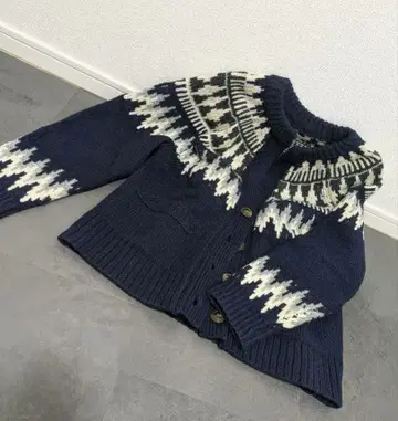 CANAL JEAN (Elmar) 노르딕 무늬 니트 가디건 네이비
