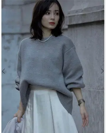 anuans 아 더블 페이스 크루넥 니트 풀오버 그레이