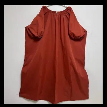 [ 새상품급 ] 퍼프 슬리브 롱 원피스 브라운 오렌지 빅 사이즈