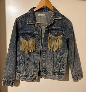 프린지 장식 데님 자켓