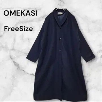 OMEKASI 네이비 롱 코트 루즈한 사이즈