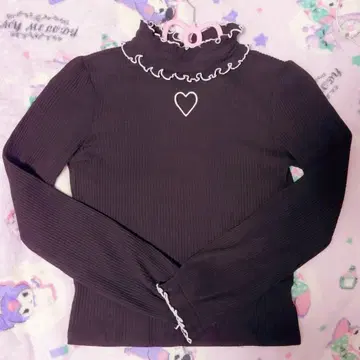 MARS 하트 컷아웃 골지 상의 블랙