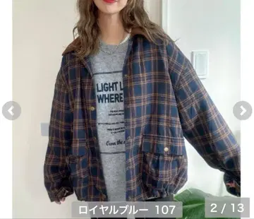 [1] 시마무라 non 체크 아우터 로얄 블루 noooon