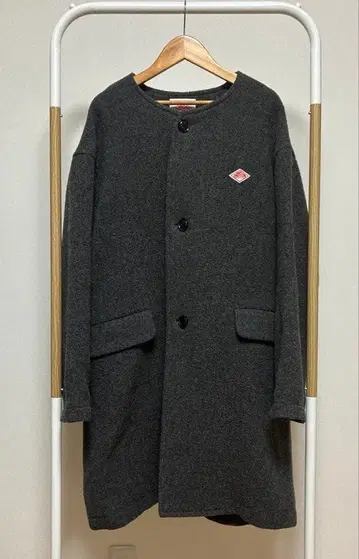 단톤 노카라 롱 코트 차콜 그레이 38