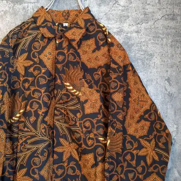 에스닉 구제 의류 바틱 셔츠 올 패턴 민족 빈티지 90s 빅 루즈